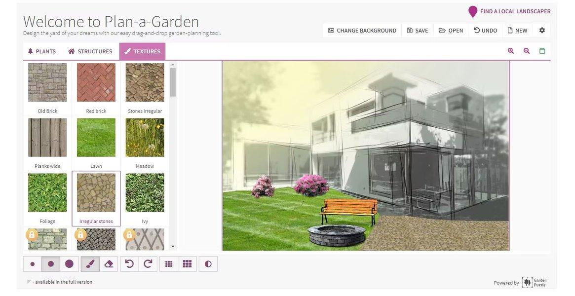 Better Homes & Gardens' Plan-a-Garden - ta aplikacja pozwala na projektowanie ogrodów z wykorzystaniem gotowych szablonów i narzędzi.