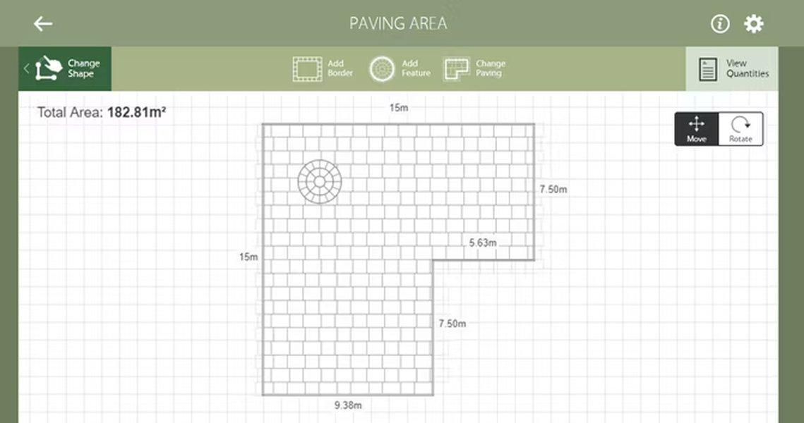 Marshalls Paving Planner - ta aplikacja oferuje możliwość projektowania różnych powierzchni w ogrodzie, takich jak chodniki czy podjazdy.